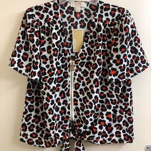 Michael Kors Cheetah front tie shirt